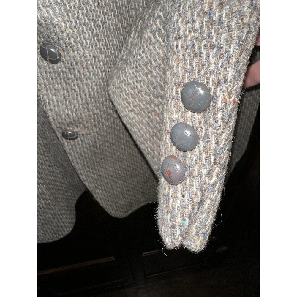 LEVIS Men`s 44L Gray/Blue Tweed WESTERN WEAR Blazer JACKET Rockabilly Elbow pads